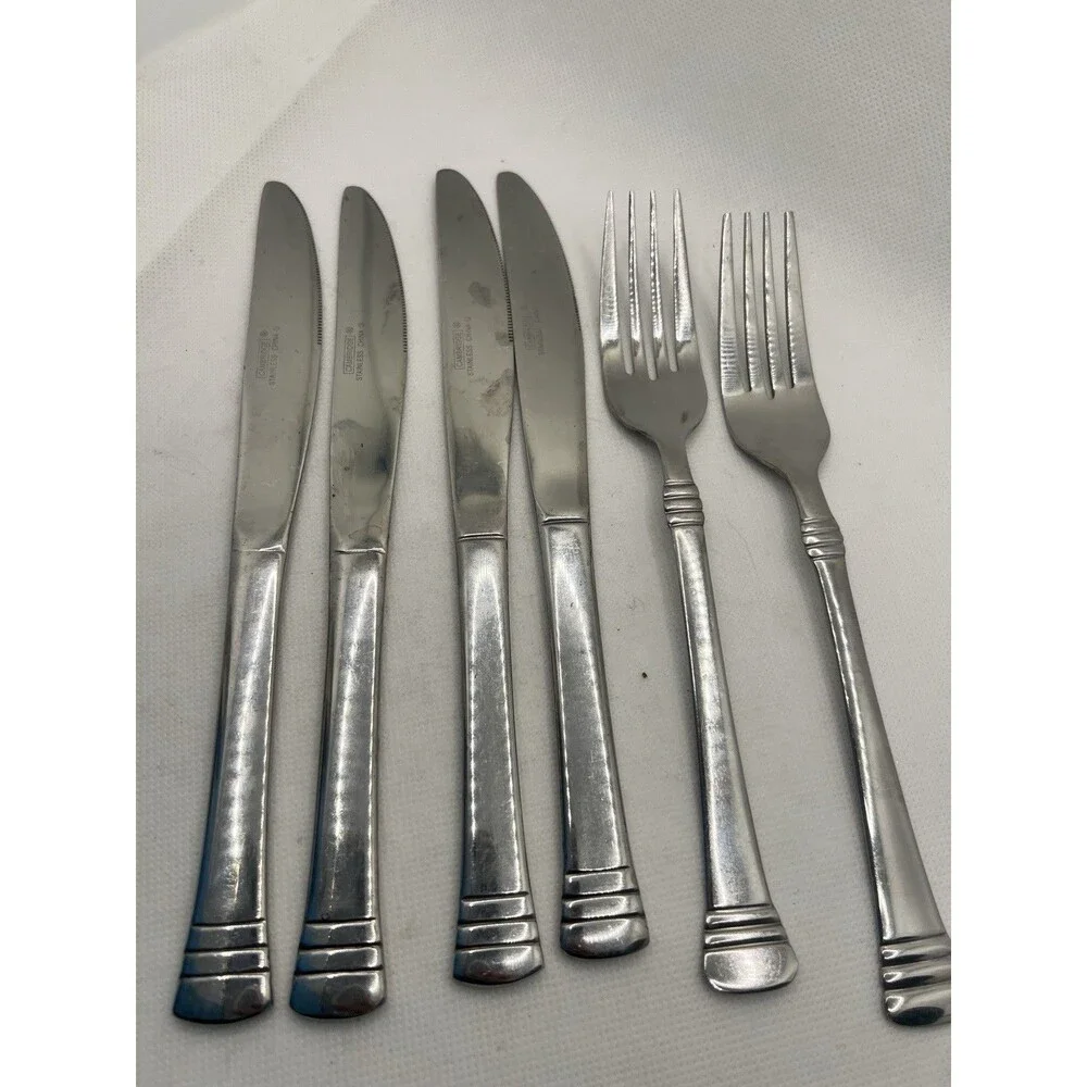 6 pieces Cambridge CODIE GLOSSY Stainless Flatware 4 knives 2 Forks silverware
